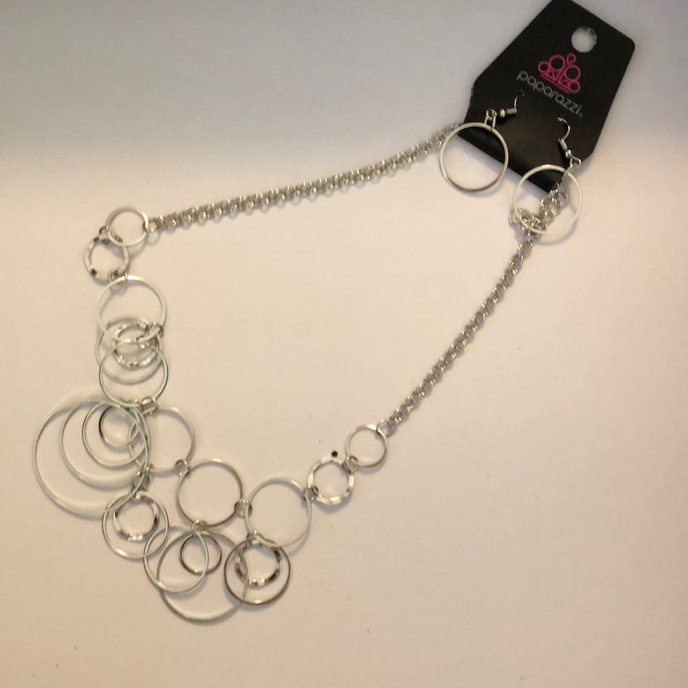 Silver ring dangle necklace